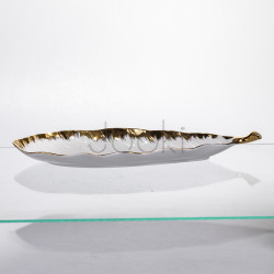 Фарфоровое блюдо для сервировки стола 37×13×2.5 (см) блюдо для подачи закусок Белый с золотом CJY-145 Твой стильный выбор 