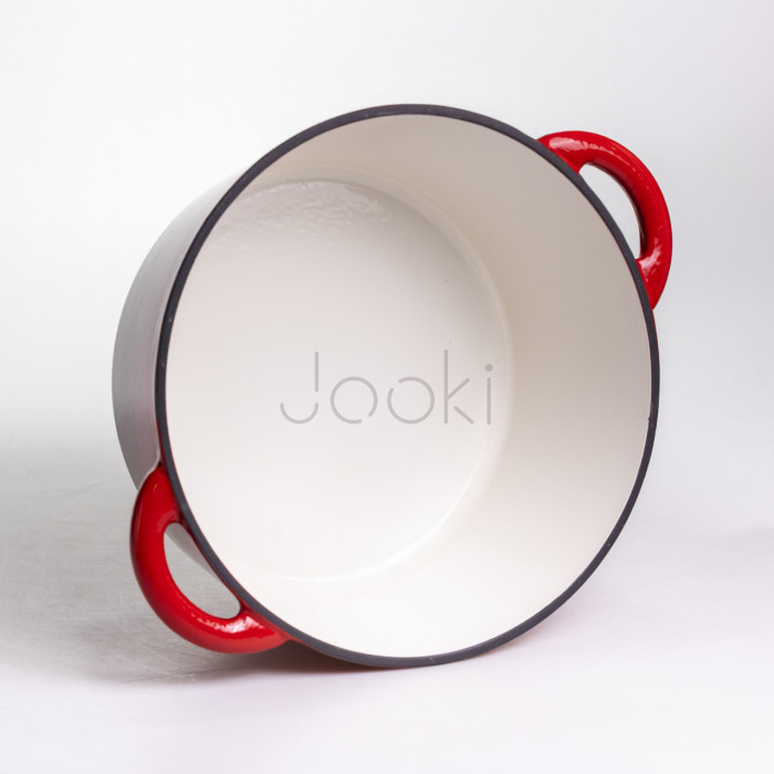 Каструля чавунна емальована 6,5 л, червоний Yiwu HP-FLG-3 RED Перевірена якість Jooki