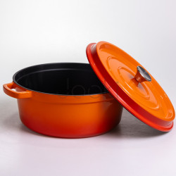 Кокотница чугунная эмалированная 6 л, оранжевый Yiwu HP-FLG-6 ORANGE Функциональность Jooki