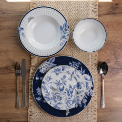 Столовый сервиз на 6 персон фарфоровый Blossom Blue 24 предмети Yiwu HP-7-713N Практическое решение Jooki