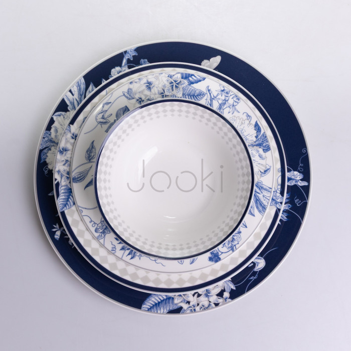 Столовый сервиз на 6 персон фарфоровый Blossom Blue 24 предмети Yiwu HP-7-713N Практическое решение Jooki