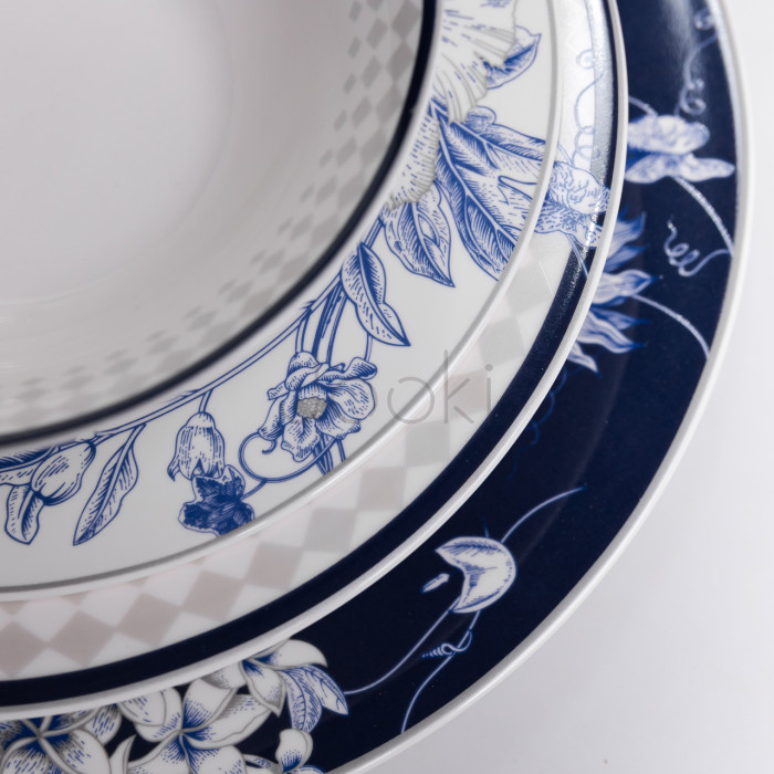 Столовый сервиз на 6 персон фарфоровый Blossom Blue 24 предмети Yiwu HP-7-713N Практическое решение Jooki