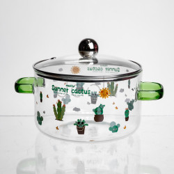 Кастрюля из боросиликатного стекла Summer Cactus 1.8 л Yiwu HP-GP-37  Jooki