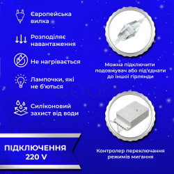 Гирлянда штора светодиодная GarlandoPro 200LED Роса 3х3м 8 режимов 10 нитей гирлянда роса на ёлке Синий Надежный выбор Jooki