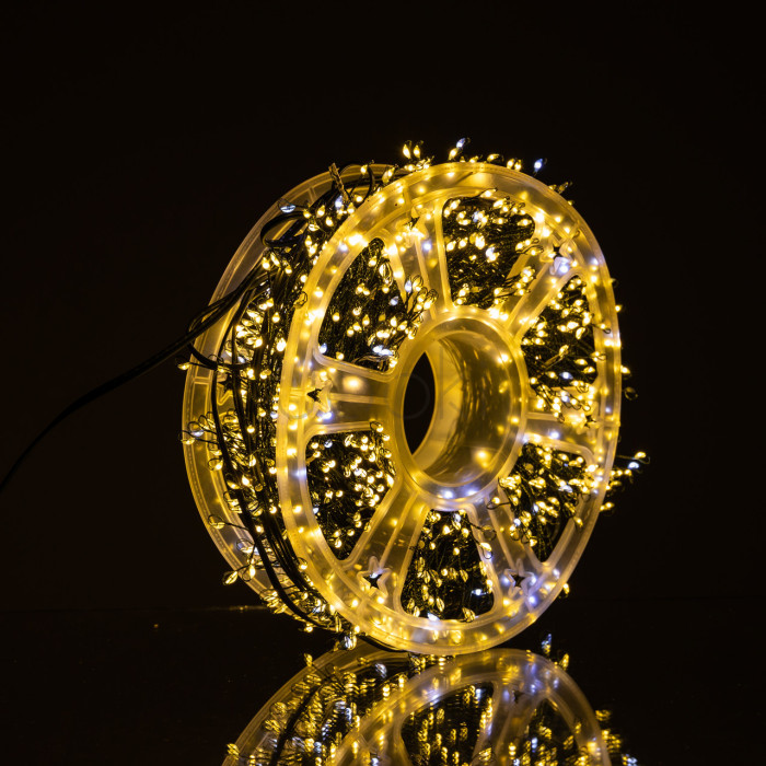 Гірлянда-нитка Роса Хвойна лапа 1000 LED 50 метрів зелена нитка жовтий Garlando D1000L50MGY Перевірена якість Jooki