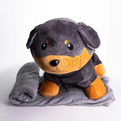 Игрушка-подушка Пес Патрон с пледом 110x140 см серый с коричневым 509-6GB Твой стильный выбор 