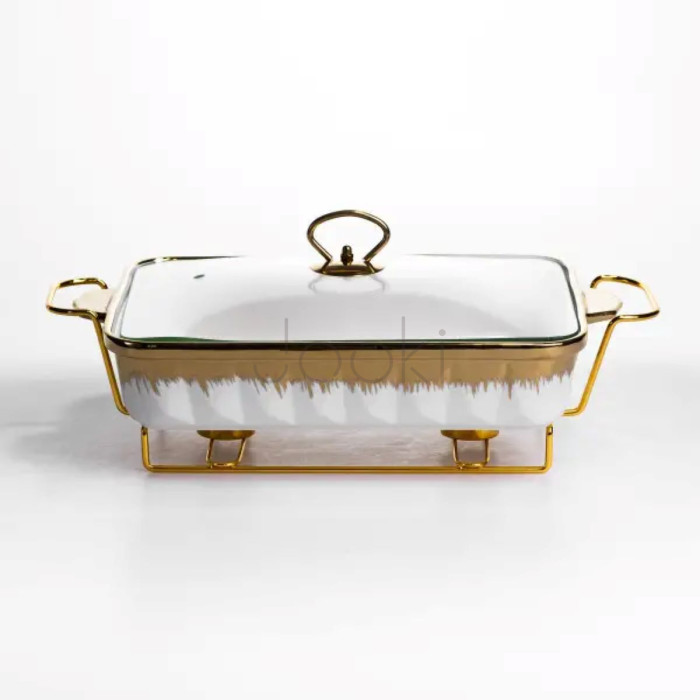 Мармитница фарфоровая 2 л на металлической подставке 40×22,5×15,5 см ML789-15 Функциональность Jooki