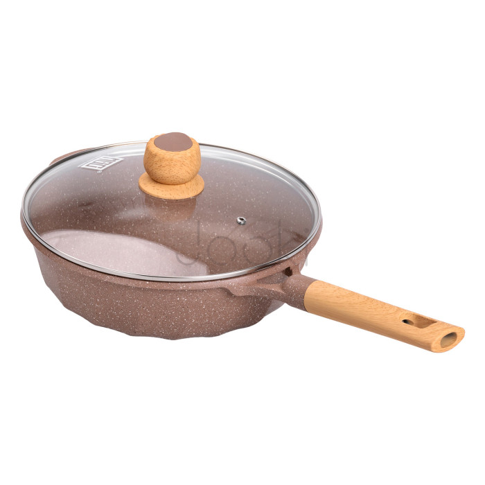 Алюминиевый сотейник 4,3 л мраморный с антипригарным покрытием Ø 28 см бежевый MGC Продумано до деталей 