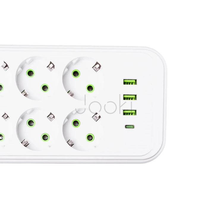 Мережевий фільтр подовжувач на 8 розеток з 3 USB 1 Type-C та кнопкою відключення F20U 4.7 м Чорний HP-5-29 Продумано до деталей 