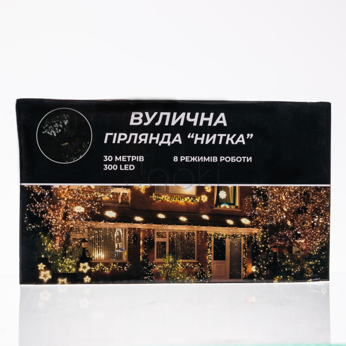 Гірлянда Нитка вулична 30 (м) 300 LED чорний провід Синій CF300L30MBBL  Jooki