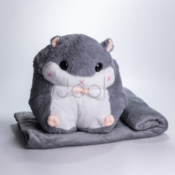Мягкая игрушка-подушка с пледом Хомяк 110×160 (см) плюшевый детский плед 3в1 Серый 7090G Удобство и стиль Jooki