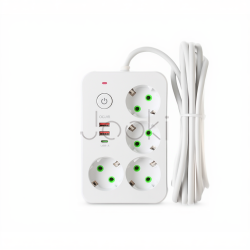 Мережевий фільтр-подовжувач 4 розетки 2xUSB-A 1xUSB-C 5м білий HP-5-47