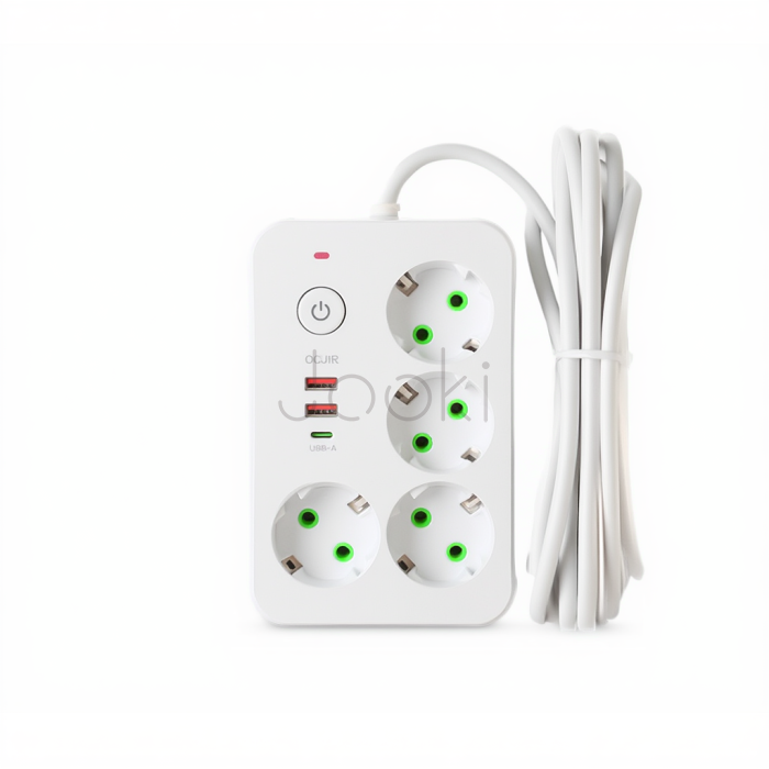 Сетевой фильтр-удлинитель 4 розетки 2xUSB-A 1xUSB-C 5м белый HP-5-47  Jooki