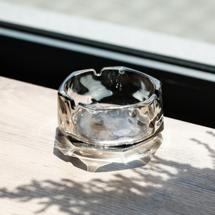 Попільничка скляна Diamond Faceted 12 см, сірий Yiwu HP-34-79  Jooki