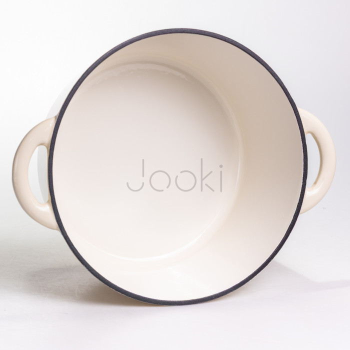 Каструля чавунна емальована 6,5 л, бежевий Yiwu HP-FLG-3 WHITE Практичне рішення Jooki
