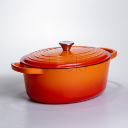 Гусятниця чавунна емальована 6 л, помаранчевий Yiwu HP-FLG-17 ORANGE  Jooki