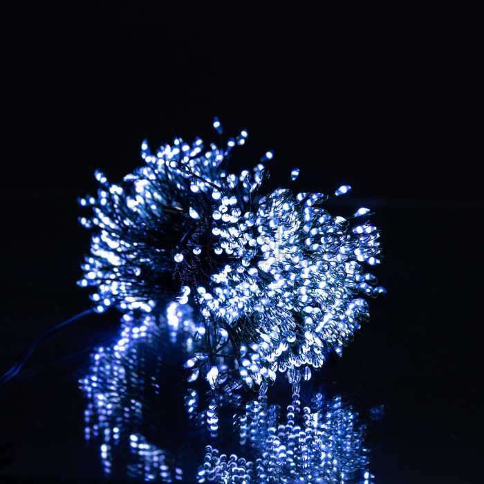 Гирлянда Конский хвост Мишура 960 LED 16 нитей 3 м зеленая, белый GarlandoPro D960L3MGW  Jooki