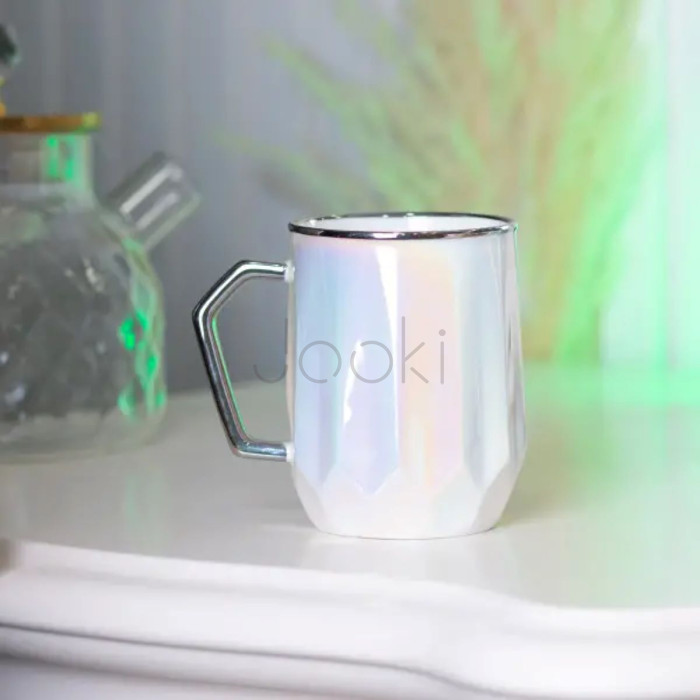 Чашка керамическая Glaze 450мл в зеркальной глазури чашки для кофе Желтый Продумано до деталей 