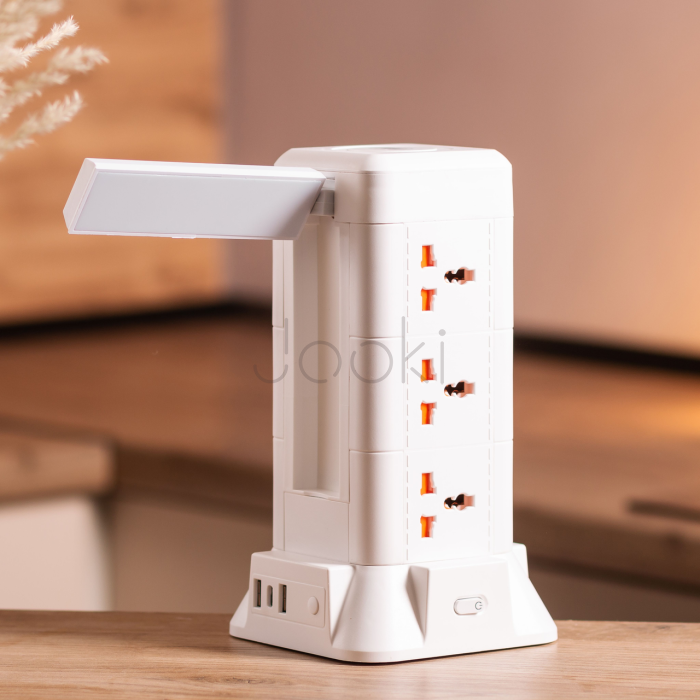 Сетевой фильтр удлинитель 4.8 м с лампой на 9 универсальных розеток с 2 USB, 1 Type-C, беспроводная зарядка HP-5-7MF  Jooki