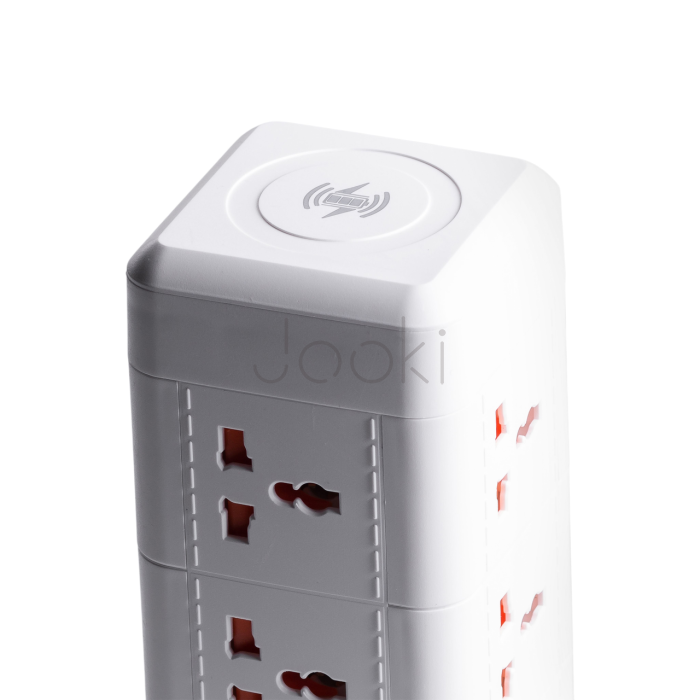 Сетевой фильтр удлинитель 4.8 м с лампой на 9 универсальных розеток с 2 USB, 1 Type-C, беспроводная зарядка HP-5-7MF  Jooki