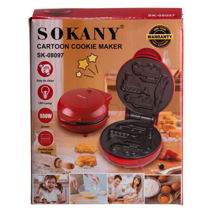 Вафельниця для вафель у вигляді машинок 550 Вт антипригарне покриття Sokany SK-08097  Jooki