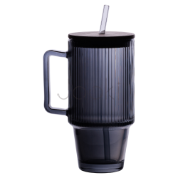 Кружка скляна з кришкою та трубочкою 750 (мл) Сірий HP-19-50 Для комфорту кожного дня 