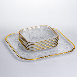 Набор тарелок Golden Prism из 7 предметов с золотой окантовкой Yiwu HP-34-84 Практическое решение Jooki