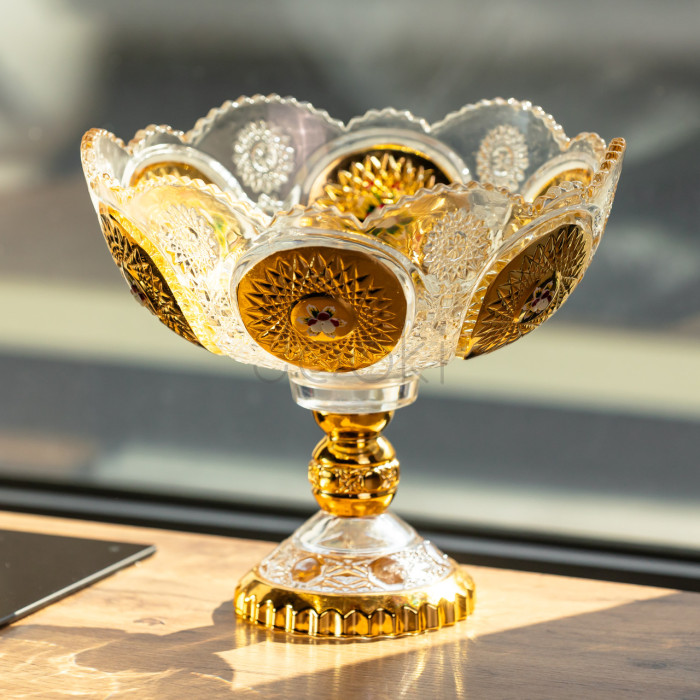 Ваза для фруктов стеклянная Gold Glass 22 см Yiwu HP-34-140  Jooki