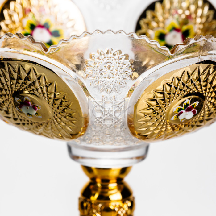 Ваза для фруктов стеклянная Gold Glass 22 см Yiwu HP-34-140  Jooki