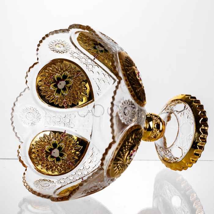 Ваза для фруктов стеклянная Gold Glass 22 см Yiwu HP-34-140  Jooki