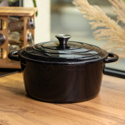 Каструля чавунна емальована 6,5 л, чорний Yiwu HP-FLG-3 BLACK Для комфорту кожного дня 