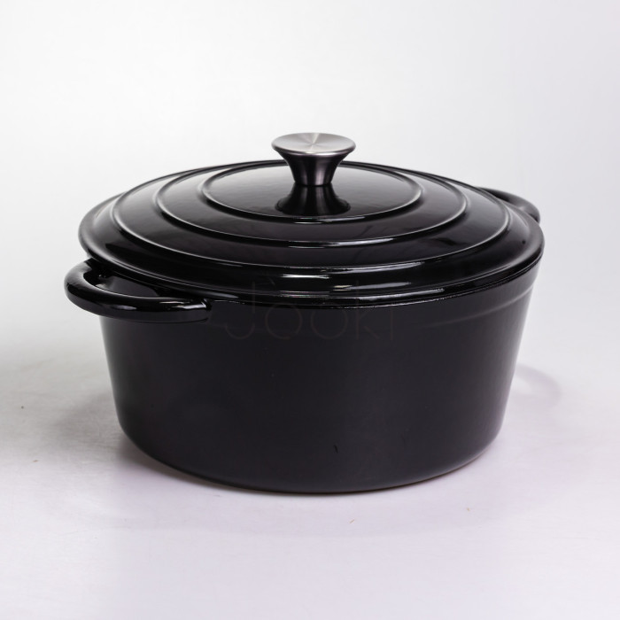 Каструля чавунна емальована 6,5 л, чорний Yiwu HP-FLG-3 BLACK Для комфорту кожного дня 