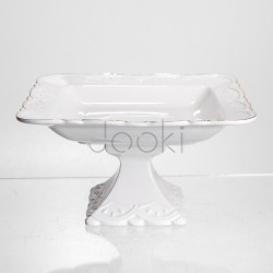 Фруктовниця на ніжці White Square 21.5*21.5 см порцелянова квадратна Yiwu 120-YH-HG057 Практичне рішення Jooki