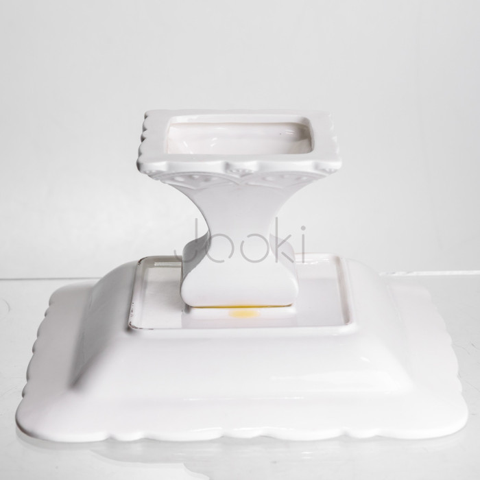 Фруктовниця на ніжці White Square 21.5*21.5 см порцелянова квадратна Yiwu 120-YH-HG057 Практичне рішення Jooki