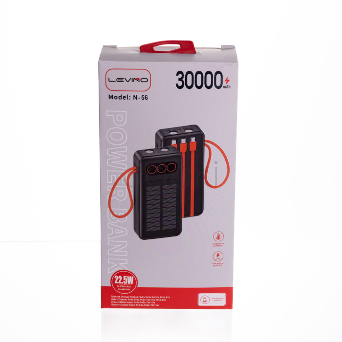 Повербанк зі швидким заряджанням та 3 шнурами 30000 mAh портативний зарядний пристрій powerbank заряджання для телефона HP-N56 Продумано до деталей 