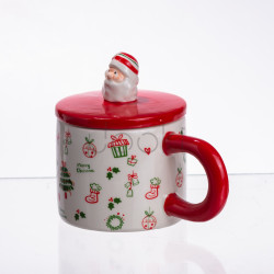 Новорічна порцелянова чашка з кришкою Merry Christmas 350 (мл) CR-1-20 Практичне рішення Jooki