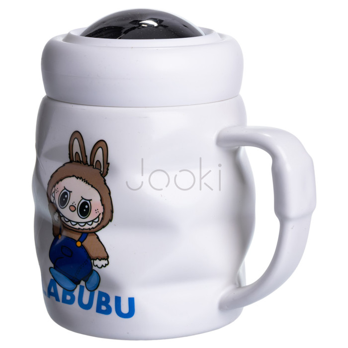 Чашка порцелянова з кришкою Labubu 400 (мл) Білий з синім FM-54A  Jooki