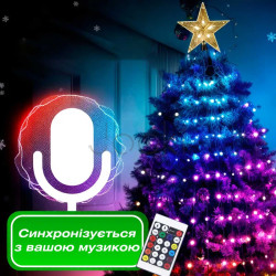 Умная гирлянда Smart 200 LED длина 2 м с управлением со смартфона прозрачная, мультиколор  Jooki 