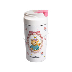 Термокружка Bears с керамической колбой 480 мл белая Удобство и стиль Jooki