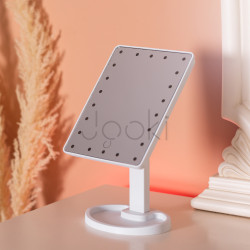 Зеркало настольное с LED подсветкой косметическое для макияжа на ножке гибкое USB зеркало на подставке красивое Белое Надійний вибір Jooki