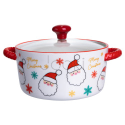 Супница фарфоровая Santa новогодняя 800 (мл) с крышкой Yiwu FM-CS-9A Удобство и стиль Jooki