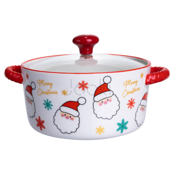 Супница фарфоровая Santa новогодняя 800 (мл) с крышкой Yiwu FM-CS-9A Удобство и стиль Jooki