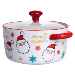 Супница фарфоровая Santa новогодняя 800 (мл) с крышкой Yiwu FM-CS-9A Удобство и стиль Jooki