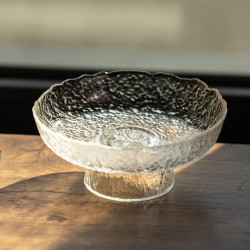 Фруктовница на ножке Ice Textured 15 см с ледяной текстурой стекла Yiwu HP-34-88  Jooki