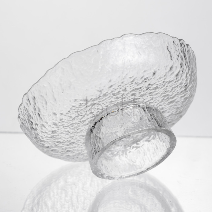 Фруктовница на ножке Ice Textured 15 см с ледяной текстурой стекла Yiwu HP-34-88  Jooki