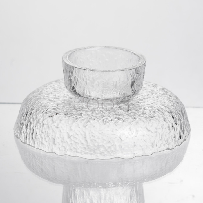 Фруктовница на ножке Ice Textured 15 см с ледяной текстурой стекла Yiwu HP-34-88  Jooki