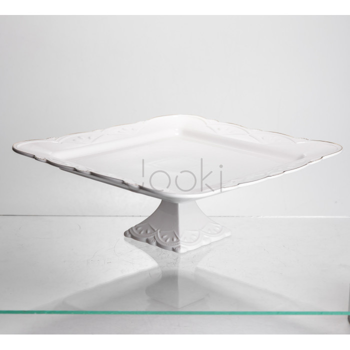 Блюдо на ніжці квадратне порцелянове Pearl 30,5*30,5 см Yiwu 120-YH-HG039 Перевірена якість Jooki