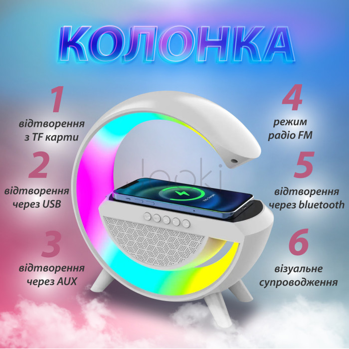 Портативна колонка c RGB-подсветкой Wireless Charger Практическое решение Jooki
