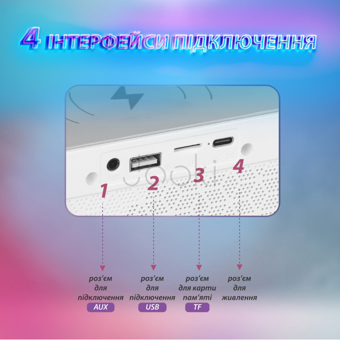 Портативна колонка c RGB-подсветкой Wireless Charger Практическое решение Jooki