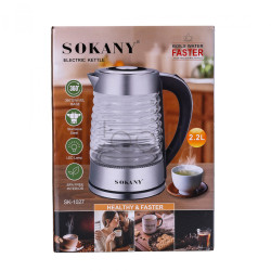 Электрочайник Sokany SK1027CST 2.2 литра стеклянный 2000 Вт с подсветкой Функциональность Jooki